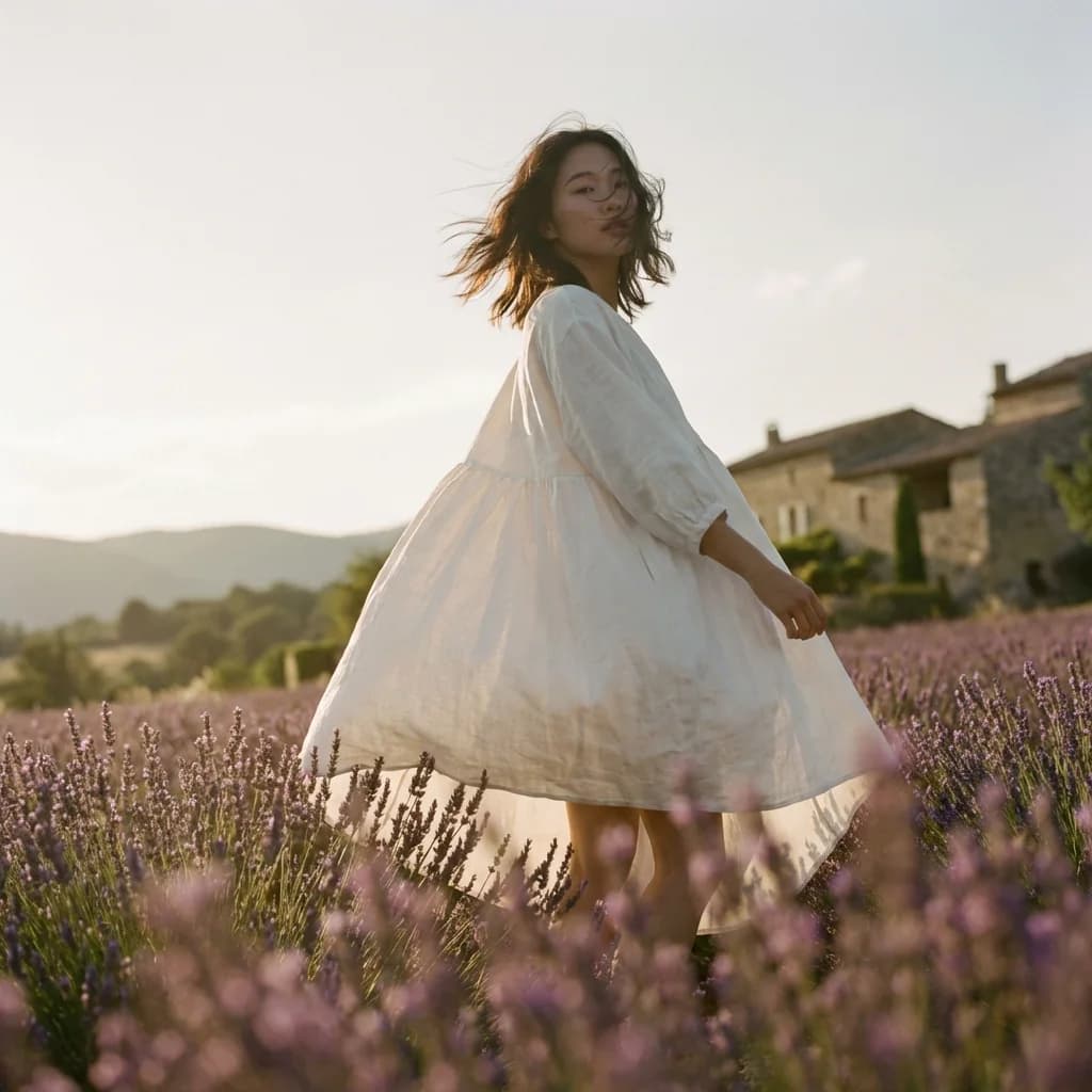 Fashion portrait in lavender field