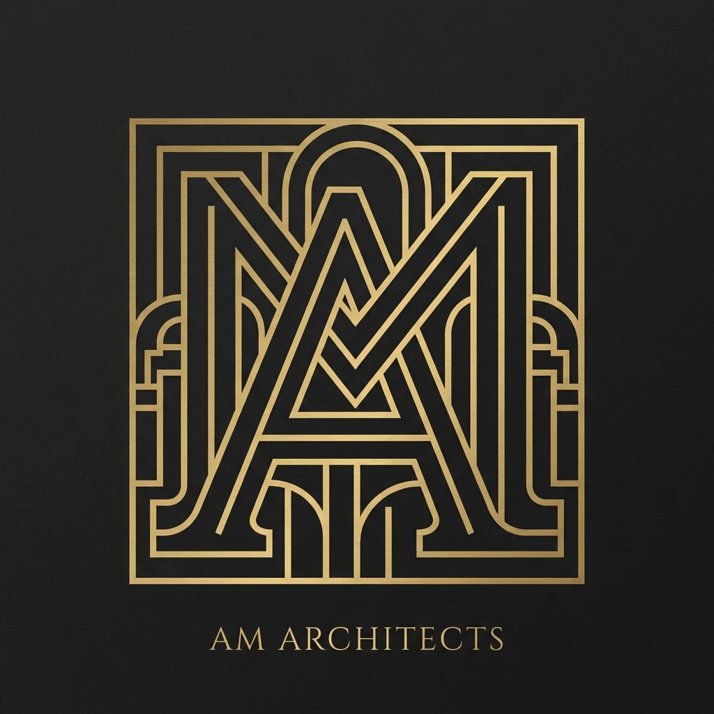 Elegant gold AM monogram logo