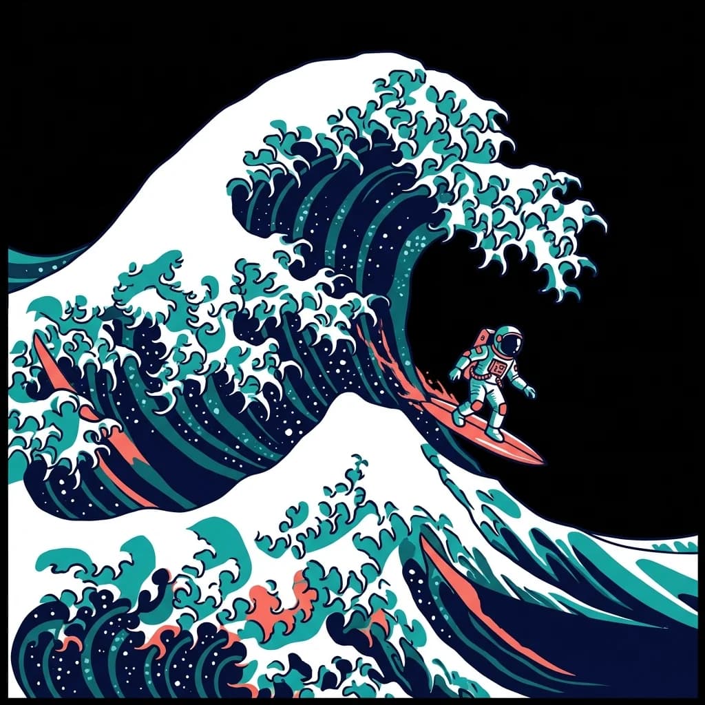Japanese wave t-shirt design