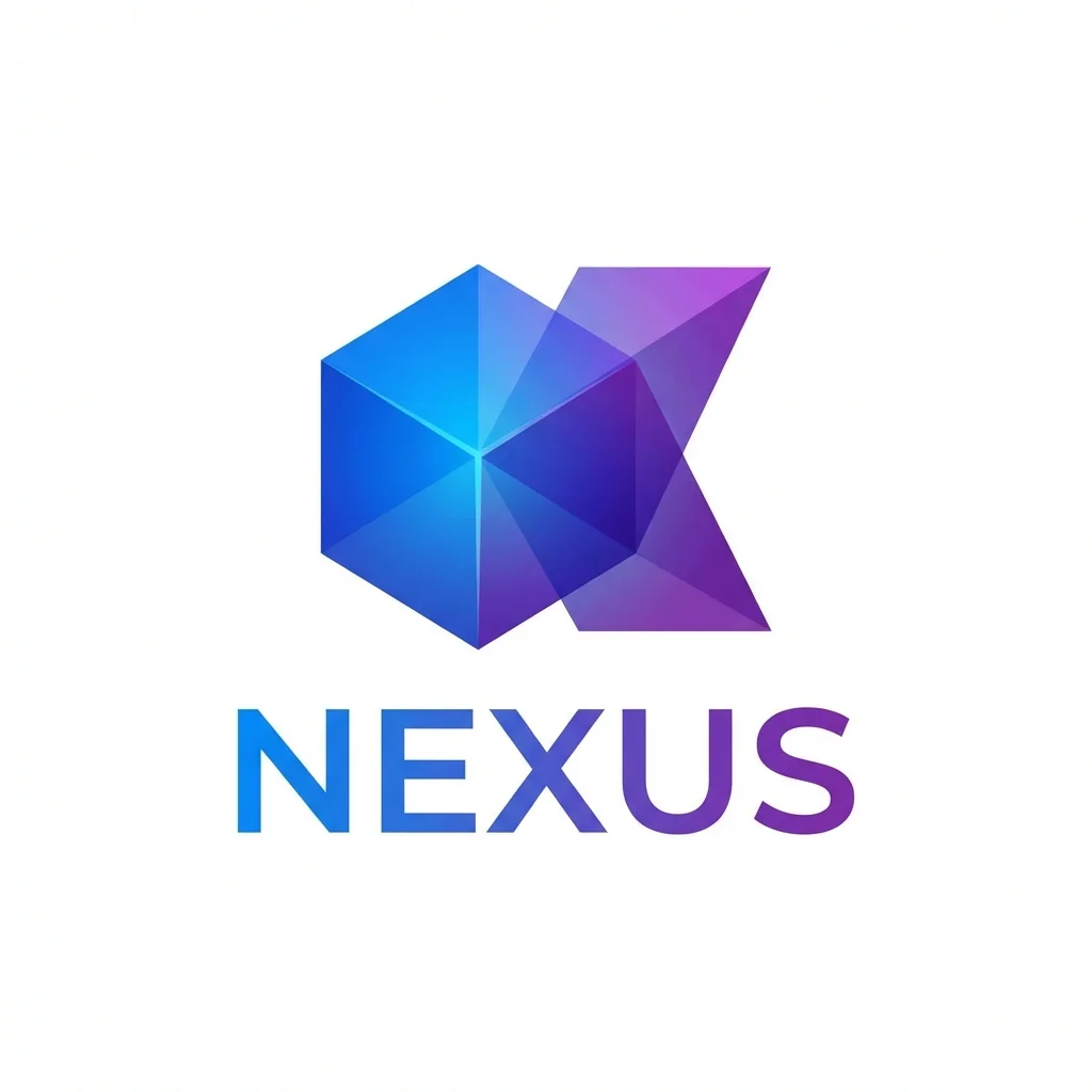 Modern minimalist logo for a tech startup called NEXUS...