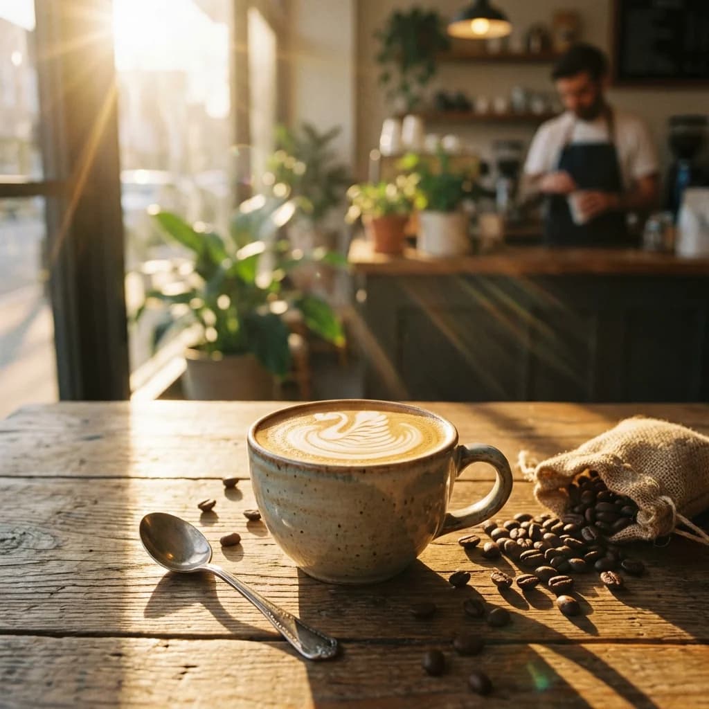 Artisan coffee cup with beautiful latte art...